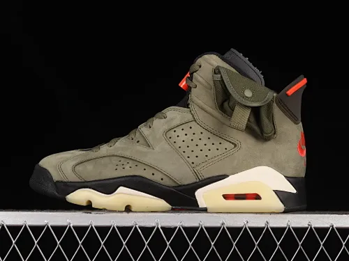 All Categories Air Jordan Jordan Series Basketball Shoes Air Jordan 6 LJR Version Travis Scott x Air Jordan 6 AJ6 TS Joint Pocket Army Green Basketball Shoes CN1084-200